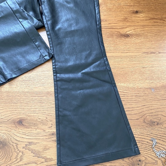 NASTY GAL FAUX LEATHER BELL BOTTOM PANTS SIZE 12 - Picture 5 of 6